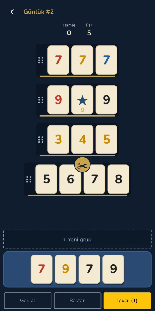 Istaka: a group being split between 6 and 7 with the scissors icon